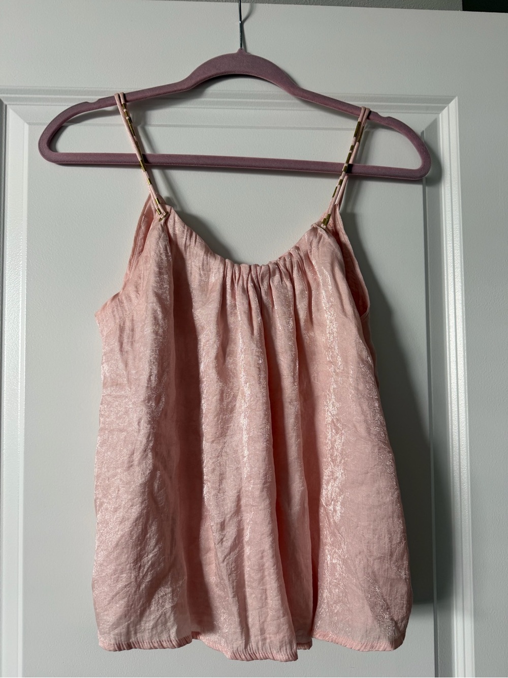 Anthropologie Light Pink Boho Spaghetti-Strap Blouse